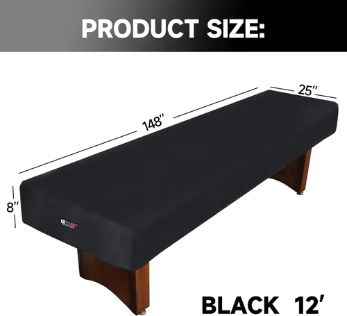 Vista 2 de GSE Games & Sports Expert 12' Cubierta de mesa de tejo de cuero sintético resistente de 12 pies en negro para accesorios de mesa de tejo Negro-12ft