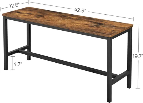 Vista 3 de VASAGLE Banco de comedor, par de 2, estilo industrial, marco de acero, para cocina, sala de estar, 12.8 x 42.5 x 19.7 pulgadas, marrón rústico +