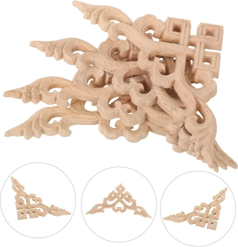 Vista 5 de Apliques decorativos de madera, 4 unidades, calcomanías de tallado de madera para esquinas de esquina, adornos para mejorar tu hogar