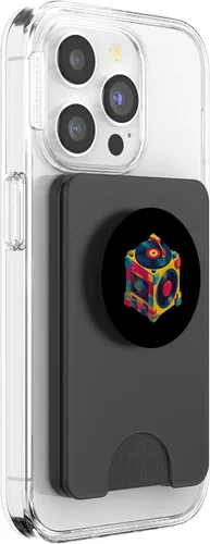 Vista 4 de Dados de vinilo coloridos con diseño retro de tocadiscos PopSockets PopWallet para MagSafe