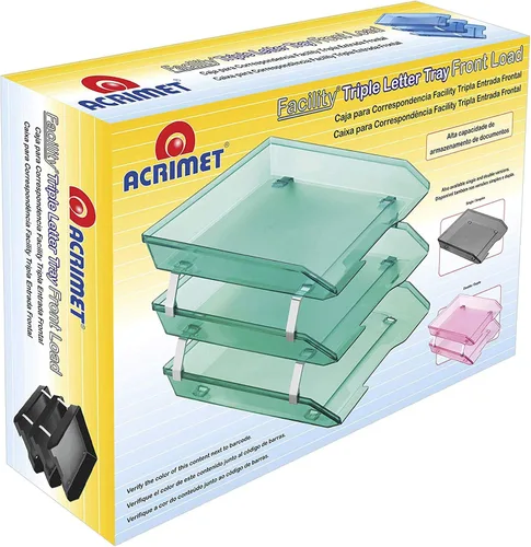 Vista 7 de Acrimet Facility - Organizador de archivos de plástico de 3 niveles con carga frontal (color rosa sólido)