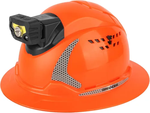 Vista 11 de GREEN DEVIL Casco de Construcción Matrix de ala completa con luz frontal, Casco de seguridad ventilado aprobado por OSHA para trabajos de Negro