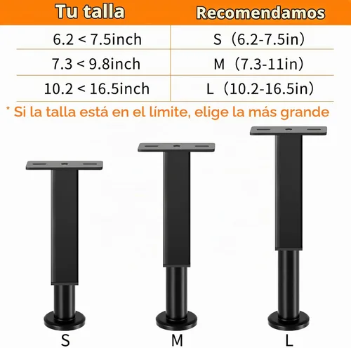 Vista 7 de 4 patas de soporte de cama de altura ajustable, elevadores de cama de metal de 6.2 a 7.5 pulgadas
