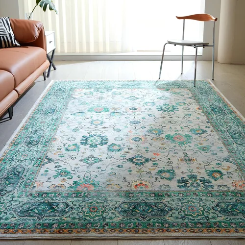 Vista 126 de Rugcomf Alfombra de Entrada de 2'x3' - Patrón Paisley, Tapete para Puerta de Entrada Interior, Floral Vintage, Lavable a Máquina, Alfombra
