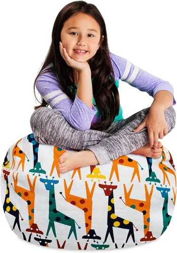 Vista 17 de Posh Creations Funda de puf para niños con almacenamiento para animales de peluche - Organizador de juguetes para niños, Mediano 68.58 cm - Lona