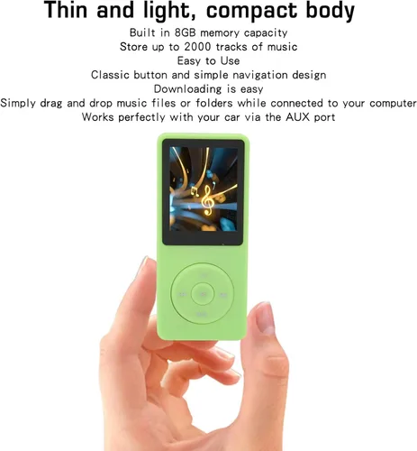 Vista 4 de Reproductor de MP3/MP4, reproductor de música con capacidad de memoria de 8 GB, MP3 portátil de alta fidelidad sin pérdidas con pantalla de 1.8