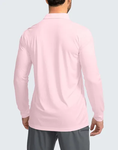 Vista 2 de Camisa polo de manga larga para hombre, ligera, protección solar UPF 50+, camisas geniales para hombres, trabajo, pesca, al aire libre