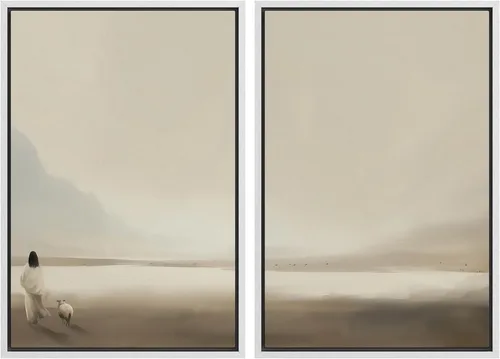 Vista 13 de MUDECOR Lienzo enmarcado para pared, bosque brumoso, reflejos, paisaje tranquilo, ilustraciones modernas, arte decorativo, bohemio, tranquilo/zen