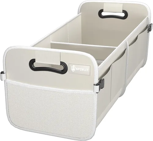 Vista 16 de Sposuit Organizador de maletero para automóvil, almacenamiento plegable de 70 litros con 11 bolsillos y asas reforzadas, organizadores de maletero