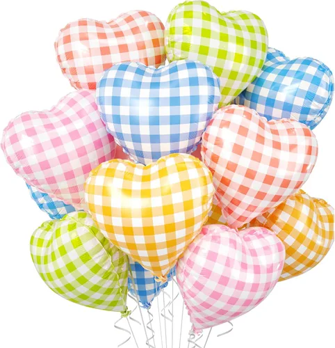 Vista 34 de Globos de corazón azul bebé, 10 piezas de globos en forma de corazón azul claro y blanco pastel, globos de papel de aluminio blanco arena crema