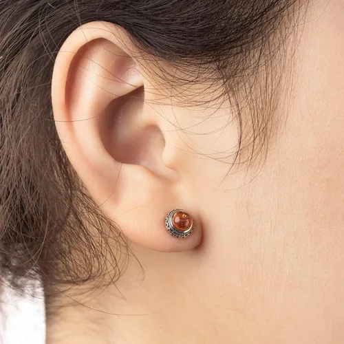 Vista 23 de Aretes de plata de ley con piedra natal de cristal real, joyería para mujer, moda occidental 925, envejecida, bohemia, hecha a mano, el mejor regalo
