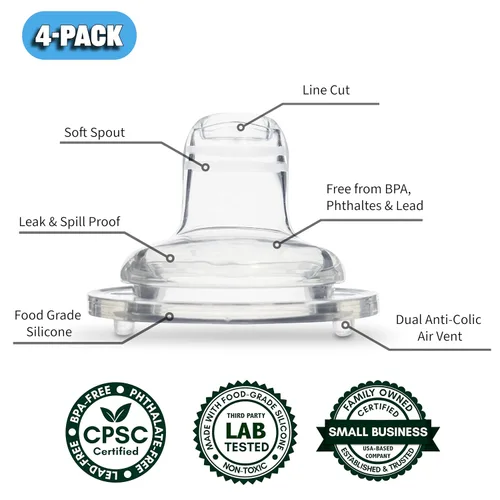 Vista 2 de Boquillas para biberones anticólicos Philips Avent, 4 unidades Soft Spout, Food Grade Silicone, Variable Flow, Spill and Leak Proof, BPA-Free
