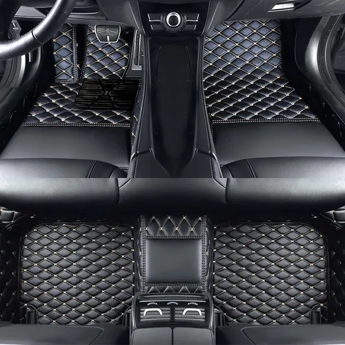 Vista 26 de Tapetes de cuero personalizados impermeables para automóvil, sedán, SUV, automóvil deportivo, negro, beige, para hombre y mujer (todo beige, 3D)