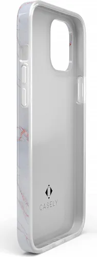 Vista 9 de Funda para iPhone 11 Pro Max Casely Rubor Sutil Mármol Blanco y Rosa Diseño Clásico Ultra Delgado