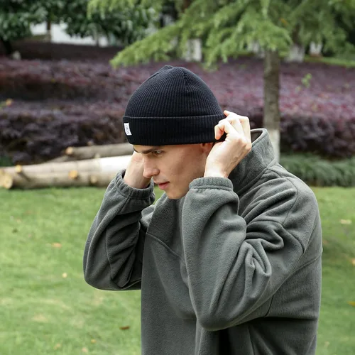Vista 5 de Gorro para hombre con gorro de invierno con sonrisa, unisex, de punto, suave, cálido, con puños