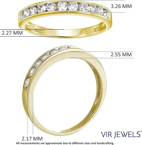 Vista 4 de Vir Jewels Anillo de compromiso con diamantes de 12 quilate (ctw) para mujer, anillo de compromiso de diamantes redondos de media eternidad, juego