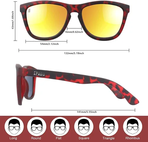 Vista 3 de EPHIU Gafas de sol deportivas polarizadas para hombres y mujeres, lentes de espejo antideslizantes, sin rebote para correr, conducir, 100%