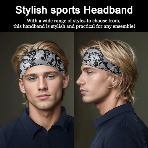 Vista 2 de Diadema deportiva para hombre, paquete de 9 diademas para correr, entrenamiento, banda ancha para el sudor, para correr, ciclismo, fútbol