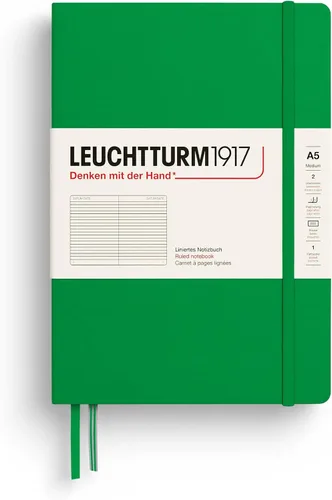 Vista 30 de LEUCHTTURM1917 - Cuaderno de tapa dura mediano A5 con 251 páginas numeradas para escritura y diario (negro, liso)