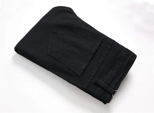Vista 6 de Andongnywell - Pantalones de mezclilla ajustados para hombre con corte destruido en la rodilla desgastados, ajustados, elásticos, pantalones