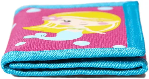 Vista 5 de NEICY Cartera de lona triple plegable para exteriores bonita cartera de dibujos animados con cremallera para niños unicornio Mermaid02