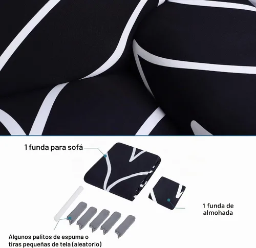 Vista 6 de uxcell - Funda elástica para sofá con 1 funda de almohada, color blanco y negro, tamaño mediano