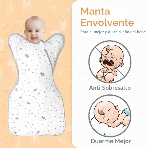 Vista 2 de Saco de dormir para bebé de algodón orgánico swaddles 3-6 meses recién Lucky Star