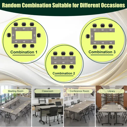 Vista 9 de Mesas plegables para sala de conferencias, mesa de entrenamiento móvil abatible con ruedas giratorias de 360°, mesa de conferencias moderna Olmo