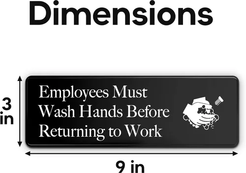Vista 2 de Cartel de "Employees Must Wash Hands", paquete de 3, 3 x 9 pulgadas, perfecto para paredes, puertas o fregaderos en servicio de alimentos, baños