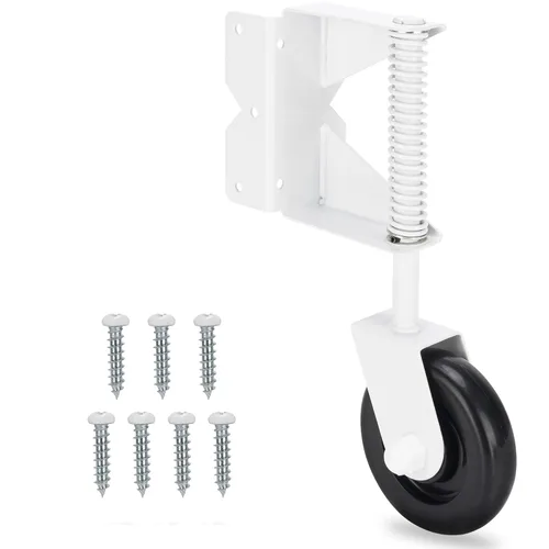 Vista 8 de Rueda de puerta de madera resistente – Kit de ruedas giratorias de 360 grados para exteriores o puerta rodante, 4-1/2 pulgadas, capacidad de 220