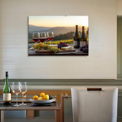 Vista 2 de Lienzo decorativo para pared, decoración de cocina, pintura de queso con uvas, obra de arte moderna, paisaje, fotografía, pintura para comedor, Art-1