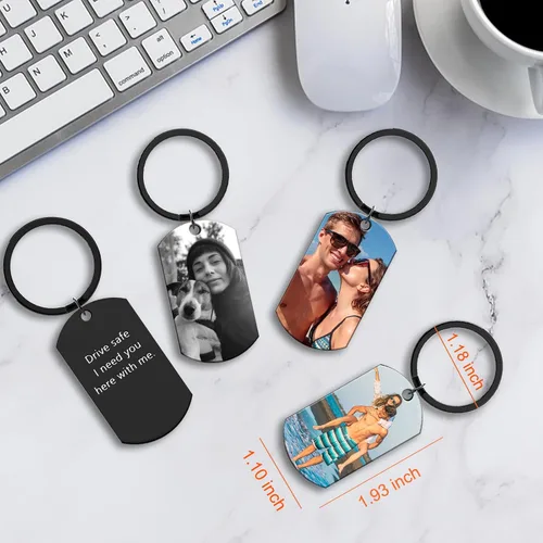 Vista 2 de Llavero personalizado con imagen, llavero giratorio de doble cara con fotos coloridas, regalos conmemorativos para amantes de la familia