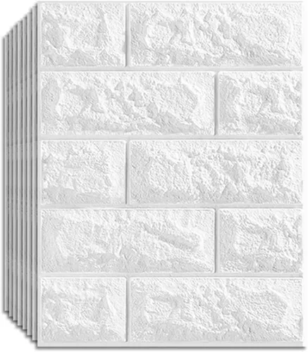 Vista 13 de Melairya Panel de pared 3D, 10 unidades, autoadhesivo, impermeable, de espuma de polietileno, anticolisión, utilizado para baño y sala de estar