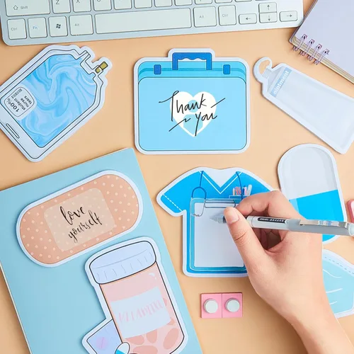 Vista 5 de 8 paquetes de mini notas adhesivas divertidas para enfermeras, esenciales para estudiantes de enfermería, regalos escolares, papelería, notas