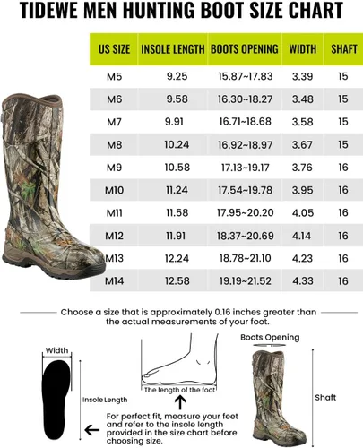 Vista 6 de TIDEWE - Botas de goma para caza, impermeables, aisladas y cálidas, diseño de camuflaje de roble musgoso & árbol real con neopreno de 0.23 pulgadas
