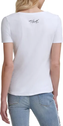 Vista 3 de Karl Lagerfeld Paris Women's Short Sleeve Graphic Logo Tee