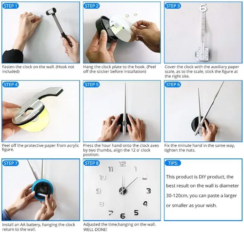 Vista 8 de The Geeky Days Gato doméstico de pelo corto gatos abisinios sin marco, reloj de pared de bricolaje grande mudo pegatinas de pared Etiopía gato sala