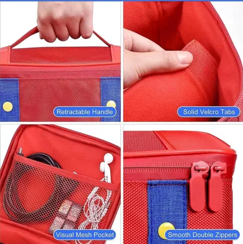 Vista 6 de ZOAONWKS Storage bag for nintendo Switch Carry Case, Storage Carrying Case for Nintendo SwitchSwitch OLED ( red-blue)