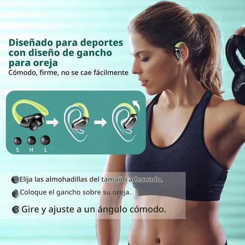 Vista 3 de Auriculares inalámbricos, auriculares Bluetooth 5.4 deportivos 2025, auriculares Bluetooth con micrófono de cancelación de ruido ENC, auriculares