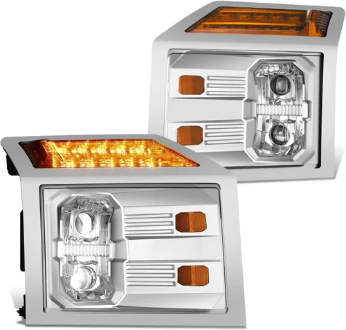 Vista 8 de DNA MOTORING HL-HAY-020-CH Par de faros de halo completos con señal de giro secuencial LED, medio anillo, compatible con modelos 08-14 Dodge