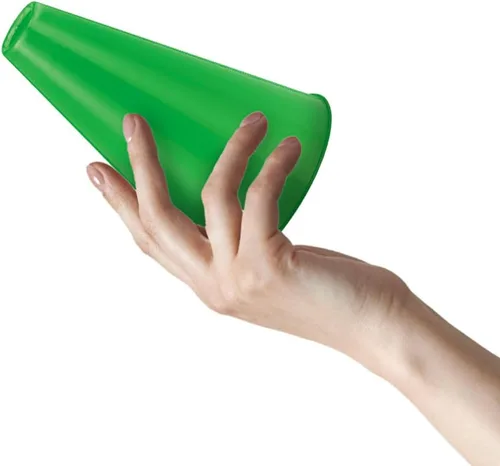 Vista 3 de Megáfono de plástico verde (8.25 x 6 pulgadas), 1 unidad, diseño ecológico y ligero, ideal para eventos deportivos, fiestas y animadoras