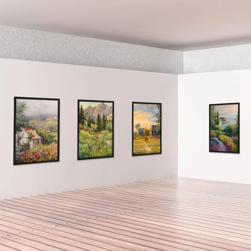 Vista 3 de Lyeasw Marcos para póster de 24 x 36 pulgadas, color negro, juego de 7 portarretratos grandes de 24 x 36 pulgadas para montaje en pared horizontal