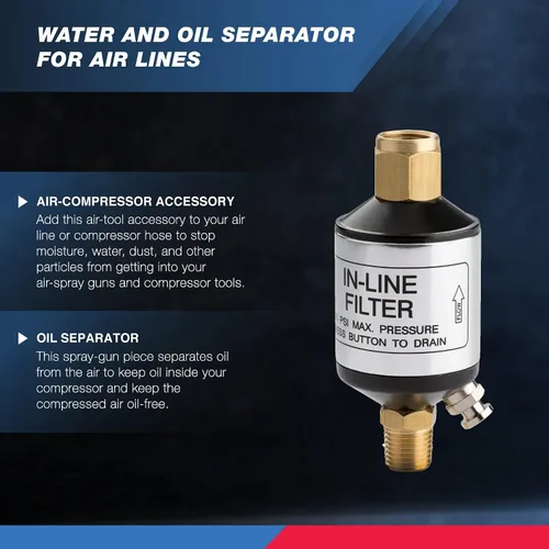 Vista 2 de Neiko Separador de agua y aceite en línea, 1/4" NPT