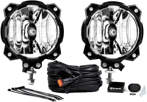 Vista 6 de KC HiLiTES 91305 Gravity LED Pro6 Single Wide-40 Beam con arnés de cableado e interruptor de luz LED iluminado - Sistema de paquete de par