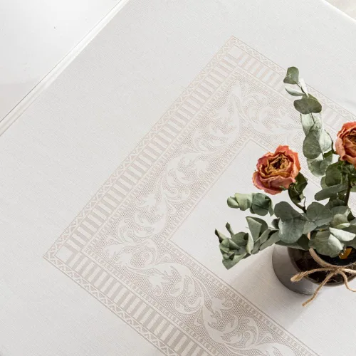 Vista 2 de MANGATA CASA Mantel rectangular – Mantel de algodón lavable impermeable y resistente a las arrugas, mantel de tela decorativa para mesa de comedor