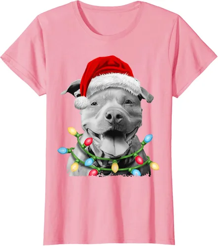 Vista 15 de Pit Bull Santa - Camiseta de perro con luces para árbol de Navidad para niños, Negro, S
