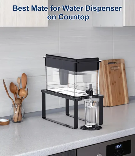Vista 4 de Soporte dispensador de filtro de agua con bandeja de goteo, 7.9 pulgadas de ancho x 14.9 pulgadas de profundidad x 7 pulgadas de alto, soporte