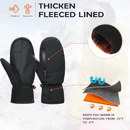 Vista 3 de Century Star Guantes de esquí para hombres y mujeres, guantes de snowboard para pantalla táctil, guantes de nieve impermeables para motos de nieve