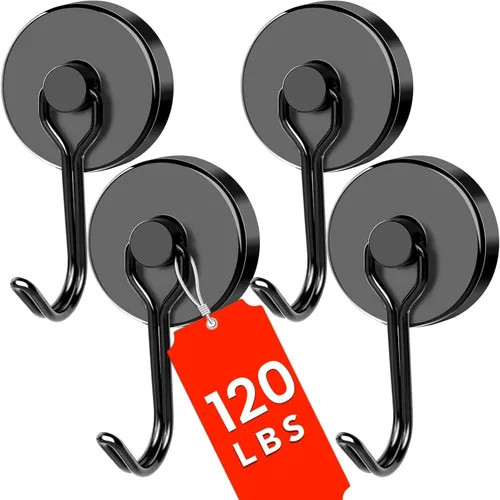 Vista 10 de DIYMAG - Ganchos magnéticos negros, imanes de 18 kg de alta resistencia, 2026, esenciales para cruceros, cabinas, con gancho de metal para colgar
