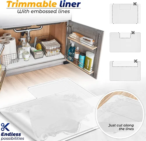 Vista 3 de El Tapete Original Para Debajo del Fregadero - Tapete Impermeable de Silicona, Recortable, Fácil de Limpiar, Forro para Gabinete de Cocina, Tapetes